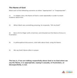 The 2nd and 3rd Commandments of God -  Opening - The Name of God - Grade 6-8